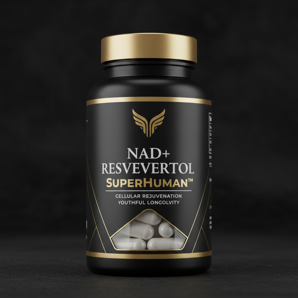 NAD+ Resveratrol SuperHuman™ – Frasco premium de suplemento